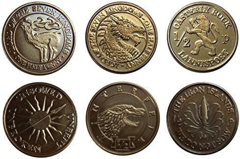Game of Thrones Coin Set Half-Pennies of 6 Houses SPMI Replicas