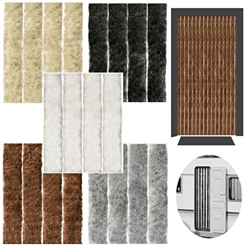 Flauschvorhang, Campingvorhang, Insektenschutz uni farbend, Auswahl: beige – sandbeige 120 x 200 cm - 2