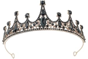 COLLBATH 1Pièce Couronne de Cheveux Cristal Noir Accessoire Vintage Baroque pour Coiffure Décoration Charmante et Élégante pour Mariée et Occasions Spéciales
