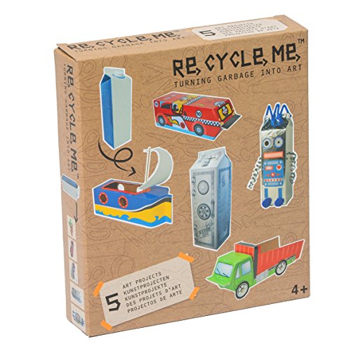 Re Cycle Me DEFG1030 Fun for 5 Models, 5 Art Projects, Creative Children from 4 Years, Set for Crafting with Household Materials, Recycle Mich, Bastelmix