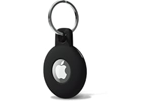 Svanove for Airtag Keychain Airtag Holder Key Ring, Siliocne Airtag Case Air Tag Cover, Cute Airtag Accessories for Kid, Luggage, Cat Dog Collar, Car, Compatible with Apple Airtag 2021, Black