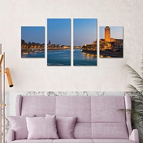 YYH Home Art Contemporary Art Giclee Modern Venice Cityscape Prints Canvas Wall Art for Home Decor Perfect 4 Panels Wall Decorations for Living Room Bedroom Office Each Panel Size: 30 * 40CM * 2pcs, 30 * 60CM * 2pc