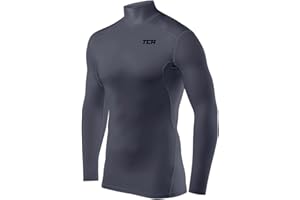TCA Hyperfusion Compression Base Layer Maglia Manica Lunga sotto Maglia da Uomo- Girocollo/Collo Alto - Grigio Scuro, L