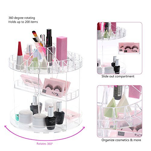 Amzdeal 360°Kosmetik Make Up Organizer Aufbewahrung Ständer Kosmetikbox Kosmetikständer