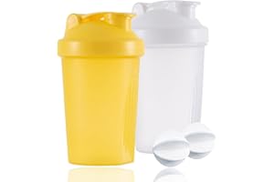 HIUSITY Shaker Proteinshake, Protein Shaker mit Kugel für Super Cremige Fitness Eiweiß Shakes, Proteinshake Becher, Gym Shaker, Langlebiger, Auslaufsicherer, Geruchsneutraler Shake Becher, 400ml