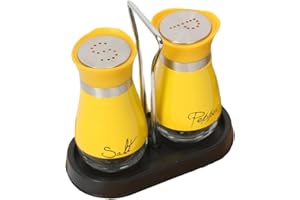 GJIE Pack of 2 Salt and Pepper Pots Salt and Pepper Shaker Salt and Pepper Set Salt Shaker Salt Pot Kitchen Accessories (Yellow)