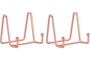 HCHLQLZ 3 * 3 Pollici Ferro Supporto Cavalletto Decorativo per Foto, Piatti, cornici, Libri di Cucina, Piatti Decorativi, Tablet e Arte, Rosa Oro 2 Pezzi