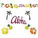 Produktbild Winterworm Luau Party Supply Hawaii Girlande Banner Tropische Ananas Palmblättern Flamingo Frangipani für Hawaii Beach Party Tropical Hochzeit a
