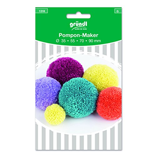 Gründl 1318 Pompon Maker Set für Durchmesser 35/55/70/90 mm, inklusiv Anleitung