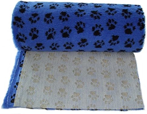 PnH Veterinary Bedding ® - NON SLIP - Vet Bedding Roll - 3metre x 76cm - Blue with Black Paws