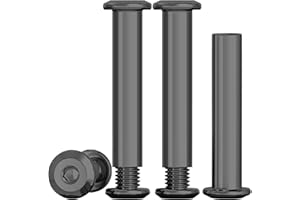 Drenky 10 Sets Connection Screws M6 Belt Buckle Binding Bolts Black 304 Stainless Steel Screw Post M6 X 40mm Furniture Bolts Sleeve Nuts for Bed, Door, Table, Chair, Worktop, Cabinet