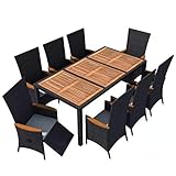 Aus wetterbeständigem und wasserdichtem PE-Rattan gefertigt, ist die Essgruppe leicht zu reinigen, strapazierfähig und für den täglichen Gebrauch geeignet.