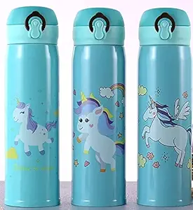 Unicorn Water bottle for Girls Thermos for Girls Cute Water Bottle Cup for Indoor and Outdoor Occasion (Purple Color)