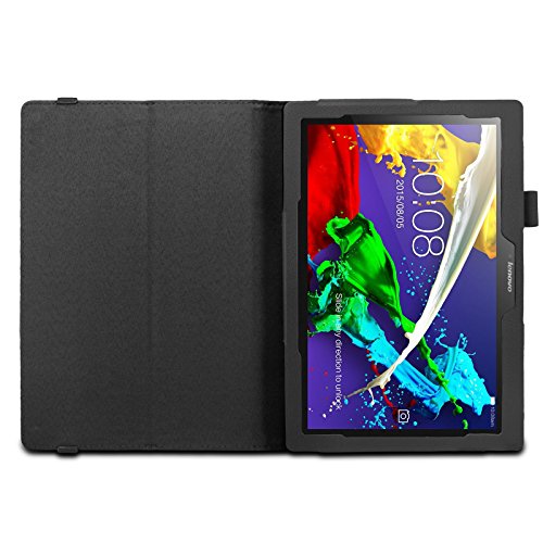 Infiland Lenovo Tab 2 A10-70 / Tab 2 A10-70L / Tab 2 A10-70F / Tab 2 A10-30F / Tab 2 A10-30L / Tab 3 10 Business/ Tab3 10 Plus Hülle Case -Slim Fit Folio PU-lederne dünne Kunstleder Schutzhülle Cover Tasche für Lenovo Tab 2 A10-70 / Tab 2 A10-30 / Tab 3 10 Business/ Tab3 10 Plus 10,1 Zoll Tablet (mit Auto Schlaf / Wach Funktion)(Schwarz) - 4