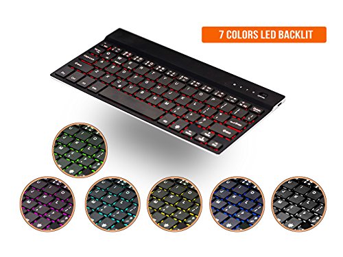 Lindon-Tech 7 colori tastiera retroilluminata ultrasottile senza fili Bluetooth per iOS iPad mini 1/2 iPad Air 2/3 di Windows Smartphone Android Tablet PC- US Layout