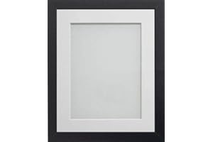 Frame Company Allington Black 14x11 inch Frame With White Mount For Image A4 *Choice of sizes* Fitted with Real Glass