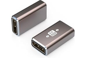 VMOJO 2 Pack Displayport Coupler Adapter, Alloy Shell 8K UHD HDR Displayport (DP) 1.4 Female to Female Extender Extension Connector Converter, Backward Compatible with 1.3 1.2 1.1