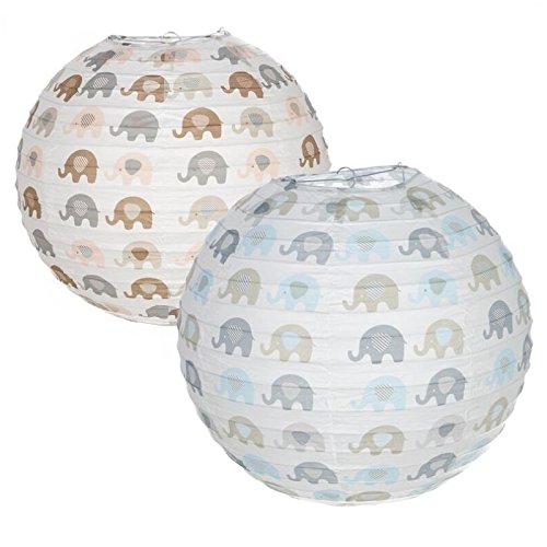 Set 2 Lampen Papier Elefanten Gde 2C 35x35x35 cm.