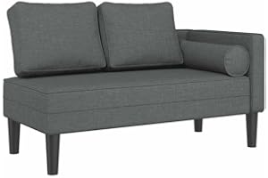 vidaXL Chaise Longue avec Coussins Gris foncé Tissu, canapé rembourré, canapé pour Chambre à Coucher, canapé à 2 Places, canapé, siège de Salon