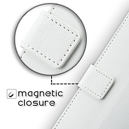 SLEO Funda BQ Aquaris U Lite BQ Aquaris U  Cartera Carcasa Piel PU Suave Flip Folio Caja Super Delgado  Estilo Libro Soporte Plegable y Cierre Magn  tico  para BQ Aquaris U Lite BQ Aquaris U - Blanco
