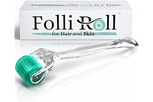 FolliRoll Derma Roller för hår och hud, 0,30 mm titannålar, för håravfall, akneärr och mörka fläckar - 192 enskilda äkta nålar med pennfodral: