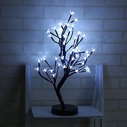 Preisvergleich Produktbild Lichterkette FeiliandaJJ 48LED Deko Lichterkette innen,wasserdichter Pflaumenblüte Topfpflanze Baum Licht Lichterkette für Zimmer, Kinderzimmer,Balkon,Weihnachten,Hallo... 3*Batterie (Weiß)