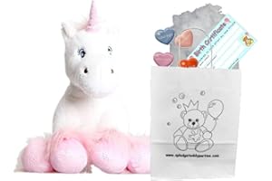 GREHGE Licorne en Peluche Blanche avec Sabots Scintillants – Peluche Douce – 25 cm – Kit pour réaliser créer Un Ours en Peluche, Ours Animaux en Peluche à rembourrer, Nounours, Doudou - Pas de Couture