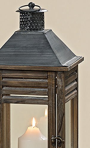 Laternen Set (2 Stück) Holz Braun mit Metalldach - 2