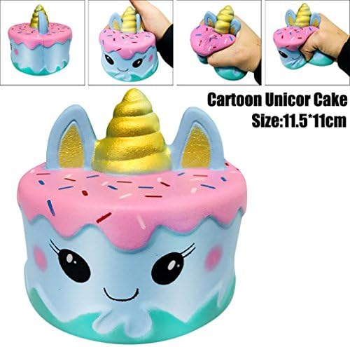 Quistal Jumbo Squishy Kawaii Cute Unicorn Mousse Cream Scented Squishies Slow Rising Kids Toys Doll Stress Relief Toy Hop Props, Decorative Props Large, Great Gift For Toddlers Boys &amp; Girls (Blue)