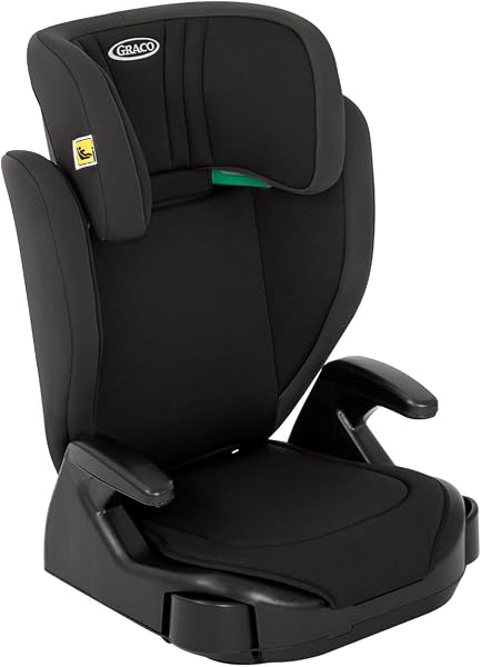 Graco Junior Maxi i-Size R129 Highback Booster car seat with cupholders, Suitable from 100-150cm (approx. 3.5 to 12 years), Midnight fashion - 1