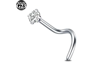 AceFun Piercing nez titane pour femmes hommes 1.5mm 2mm 2.5mm 3mm diamant forme L nez Stud 1 pièce G23 acier nez piercing titane nez Nostril piercing bijoux avec cubique zircone