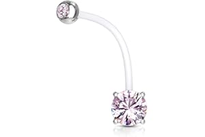 Autiga® Schwangerschaftspiercing Bio Flex flexibler Kunststoff kürzbar Zirkonia Kristall Bauchnabel-Piercing
