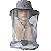 Produktbild Swallowuk Unisex Outdoor Anti Moskito Hut Buschhut Fischerhut Sonnenhut Kopfschutz Imker Hut Bienenzucht Gesichtsmaske Gesichtsschutz mit Wide Brim und Moskitonetz Net (Grau)