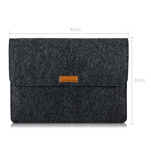 kwmobile Laptoptasche Filz Sleeve für 15″ 15,6″ Laptop / Ultrabook – Notebook Tasche Schutzhülle Laptop Case Hülle in Dunkelgrau mit Innentaschen Innenmaße: ca. 41,5 x 31 cm - 3