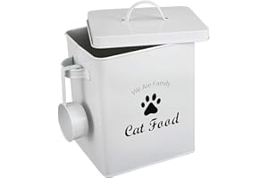 Pethiy Boîtes pour nourriture et friandises animaux-Conteneur Croquette Chat -2.3kg nourriture Boîtes de rangement，Conteneur avec poignée de Transport,Acier carbone revêtu