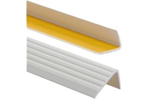 ProfiPVC Perfil de PVC autoadhesivo de borde para escaleras 41mm x 25mm en Forma de L, Tiras antideslizantes para peldaños, Esquina para cantos - Cantonera Protector, 200cm, Gris claro