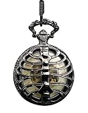 ShoppeWatch Taschenuhr Schwarz Brustkorb Fall Hälfte Hunter Steampunk mechanische Skelett Zifferblatt PW-185