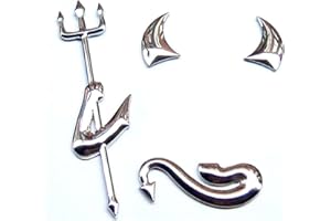 Szaerfa 2 PC 3D Chrome Silver Metal Auto-Adhesivo Logotipo del Diablo/Demonio Etiqueta engomada del Coche Insignia del Coche Kit de Emblema para Logotipo Universal del Coche