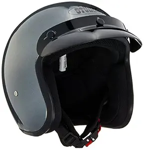 Studds JETSTAR Classic Plain Open Face Helmet (Gun Grey, M)