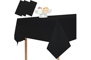 MLMOMVME 3Pcs Black Plastic Table Cloth Rectangle 137 x 274cm Large Party Table Cover Picnic Baby Shower Birthday Weddings Indoor Outdoor Waterproof Tablecloths