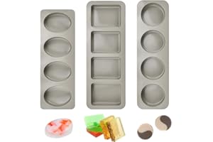 ADERTOS 3 PCS Moldes para Jabones Artesanales Moldes de Silicona para Jabones Molde de Jabón Hecho a Mano para Hacer Jabones Caseros Jabón de Leche, 4 Cavidades 3 Formas - Ovalado/Redondo/Rectangular