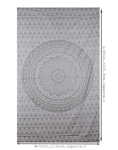Indische ethnisch Wandbehang Traditionelle Baumwolle Geschenke Weiß Tapisserie Tapestry Blumen Gedruckt Von Rajrang - 3