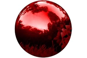 Milisten Boule réfléchissante de jardin - Boule de jardin rouge - Réflexion rouge - Boule de regard en acier inoxydable - Boule de polissage - Boule réfléchissante - Acier inoxydable
