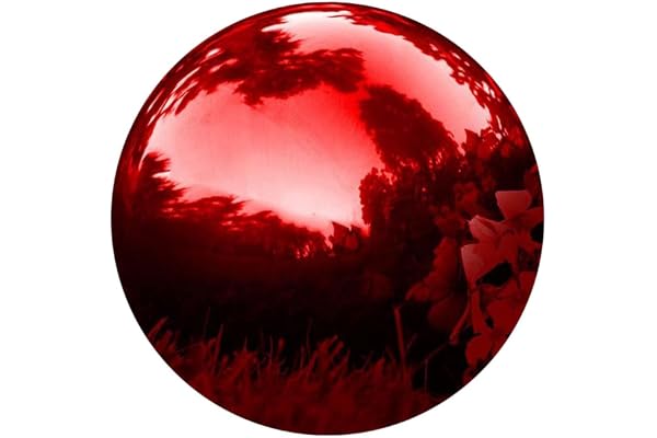 Milisten Boule réfléchissante de Jardin - Boule de Jardin Rouge - Réflexion Rouge - Boule de Regard en Acier Inoxydable - Boule de Polissage - Boule réfléchissante - Acier Inoxydable