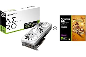 ‎GIGABYTE Gigabyte GeForce RTX 4070 SUPER AERO OC Grafikkarte - 2565MHz Core, 12GB GDDR6X 21000MHz 192-Bit Speicher, PCI-E 4.0, 3X DP 1.4, 1x HDMI 2.1a, NVIDIA DLSS 3.5, GV-N407SAERO OC-12GD + Indiana Jones