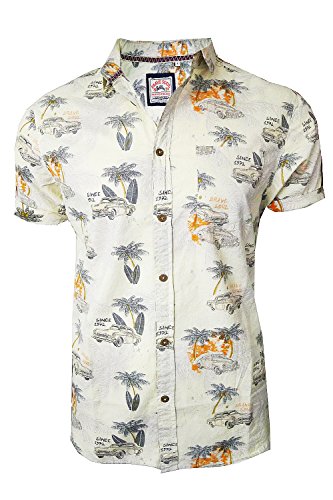 Brave Soul - Camisa de estilo hawaiano para hombre blanco crudo talla 