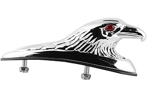 ‎KUULEYN Motorrad Kotflügel Eagle Head Ornament, Aluminiumverchromung, Motorrad Front Kotflügel Kotflügel Dekor Ornament Eagle Head Statue - Passend für alle Motorräder
