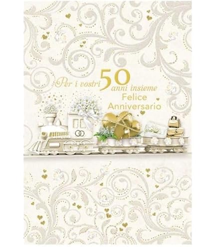 Edition Seidel Biglietto di auguri per matrimonio d'oro con busta, biglietto di auguri per matrimonio d'oro, biglietto di auguri con cuori dorati (HG190 SW022