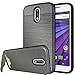 Produktbild Halter Für Motorola Moto G4/G4 Plus Handyhülle Phone Cover ISENPENK Motorola Moto G4/G4 Plus Hülle Silikon,3-in-1 Ultra Slim TPU Schutzhülle Muster Tasche Halterung Mit Kreditkartenslot Ständer Stand Halterungsschale[Grau]