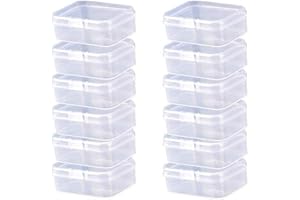 HNJKJEU 12 X Piccoli Trasparente Contenitori Plastica con Coperchio, Mini Clear Plastic Bead Contenitori di stoccaggio Contenitore per Pillole, Erbe, Perline, Gioielli Manualità e Altri Piccoli Oggetti